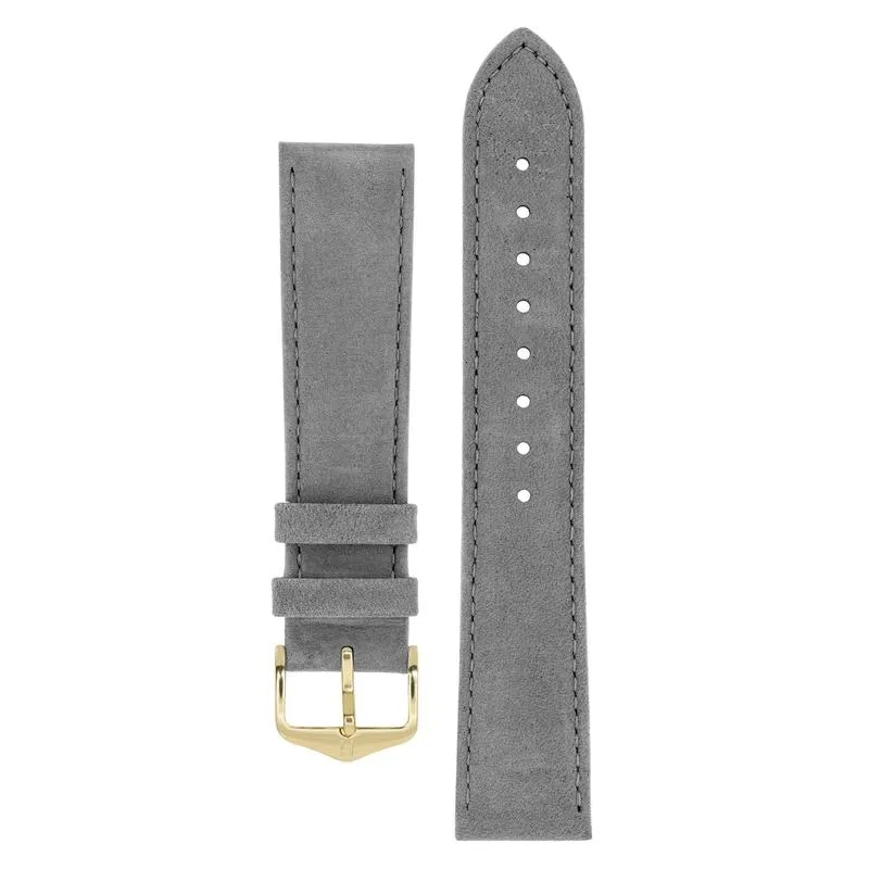 Hirsch OSIRIS Calf Leather with Nubuck Effect Watch Strap in GREY