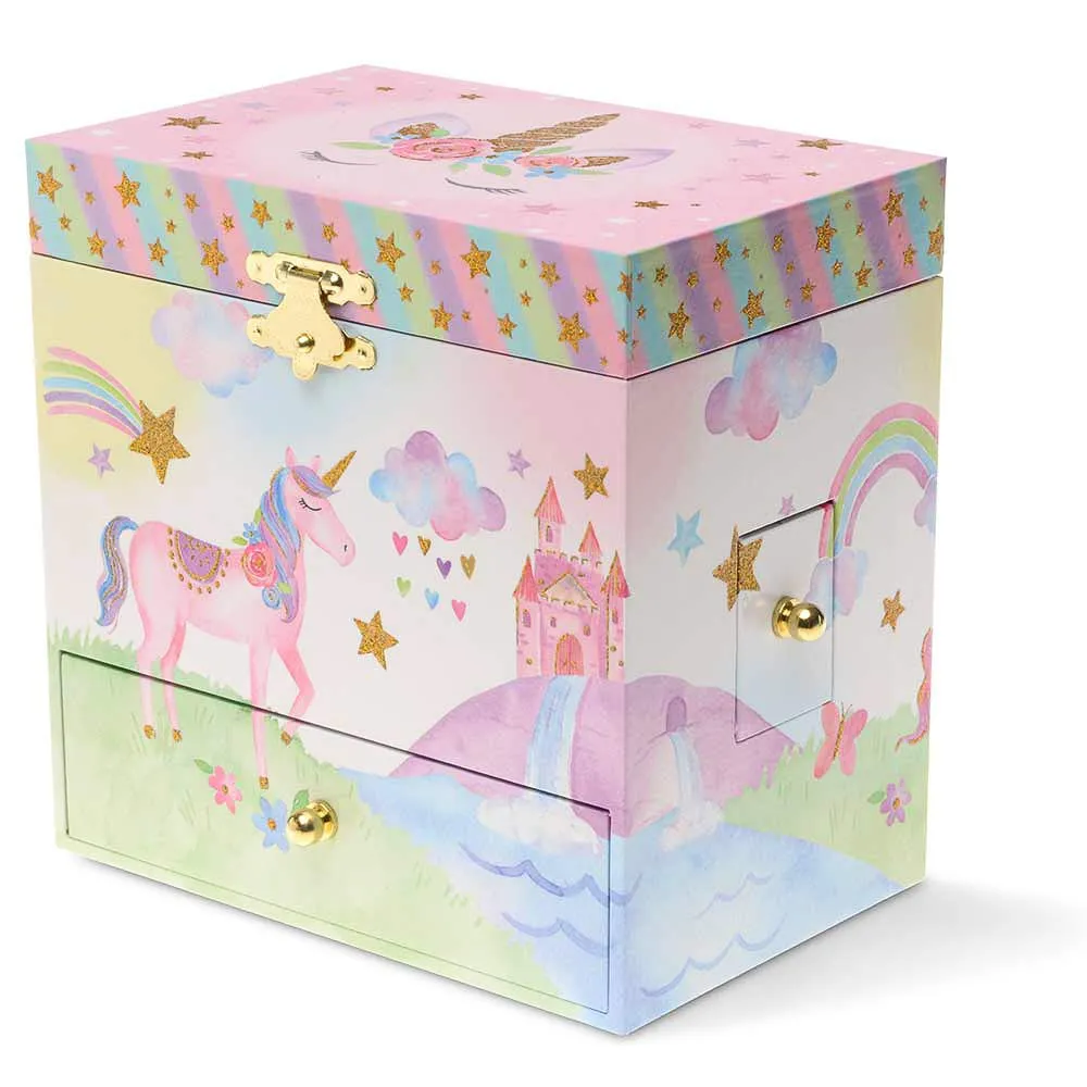 Jewelkeeper Musical Jewelry Box 3 Drawers, Rainbow Unicorn Design, The Unicorn