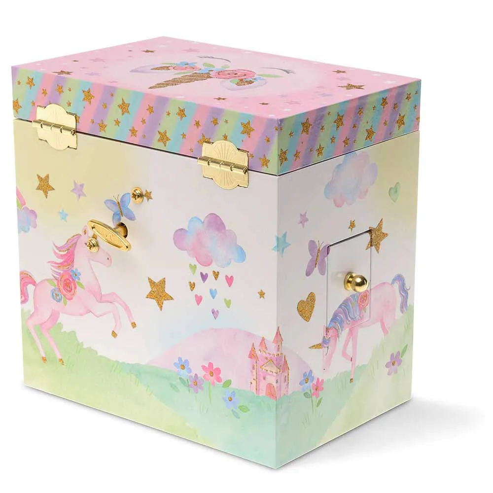 Jewelkeeper Musical Jewelry Box 3 Drawers, Rainbow Unicorn Design, The Unicorn