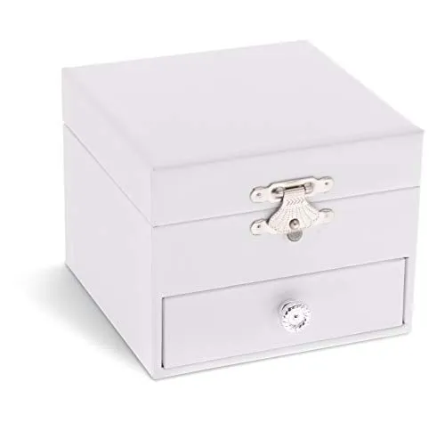 Jewelkeeper Personalize-Your-Own White Musical Ballerina Jewelry Box with Pullout Drawer