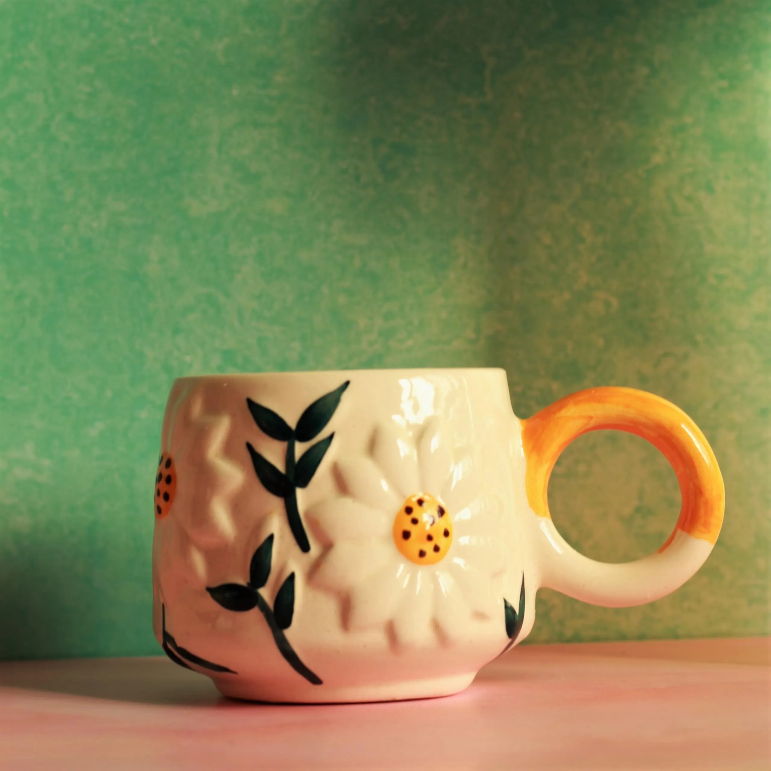 Kawai Homes Cute Handmade Sunflower Cup for Chai Tea Cofee - Microwave and Dishwasher Safe