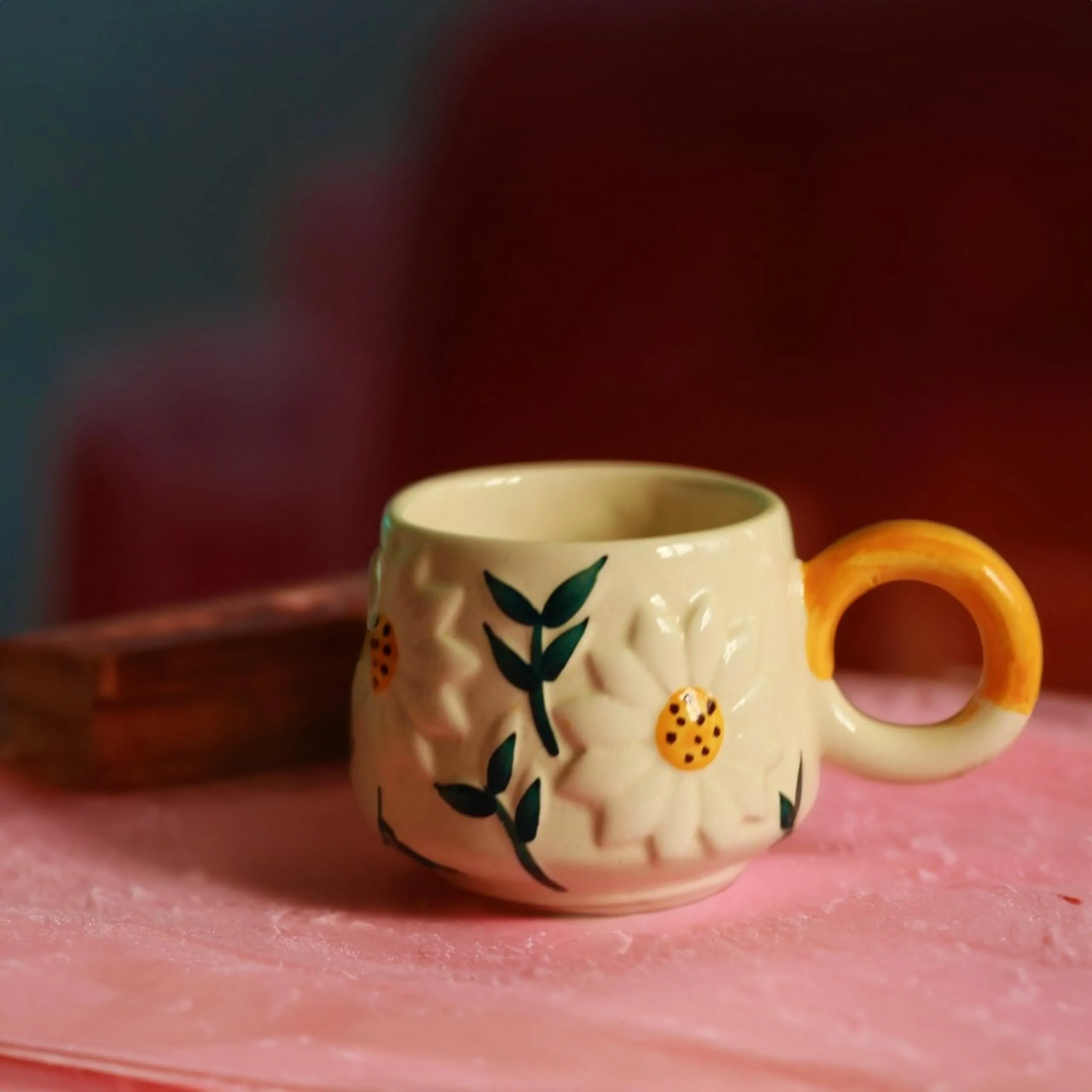 Kawai Homes Cute Handmade Sunflower Cup for Chai Tea Cofee - Microwave and Dishwasher Safe