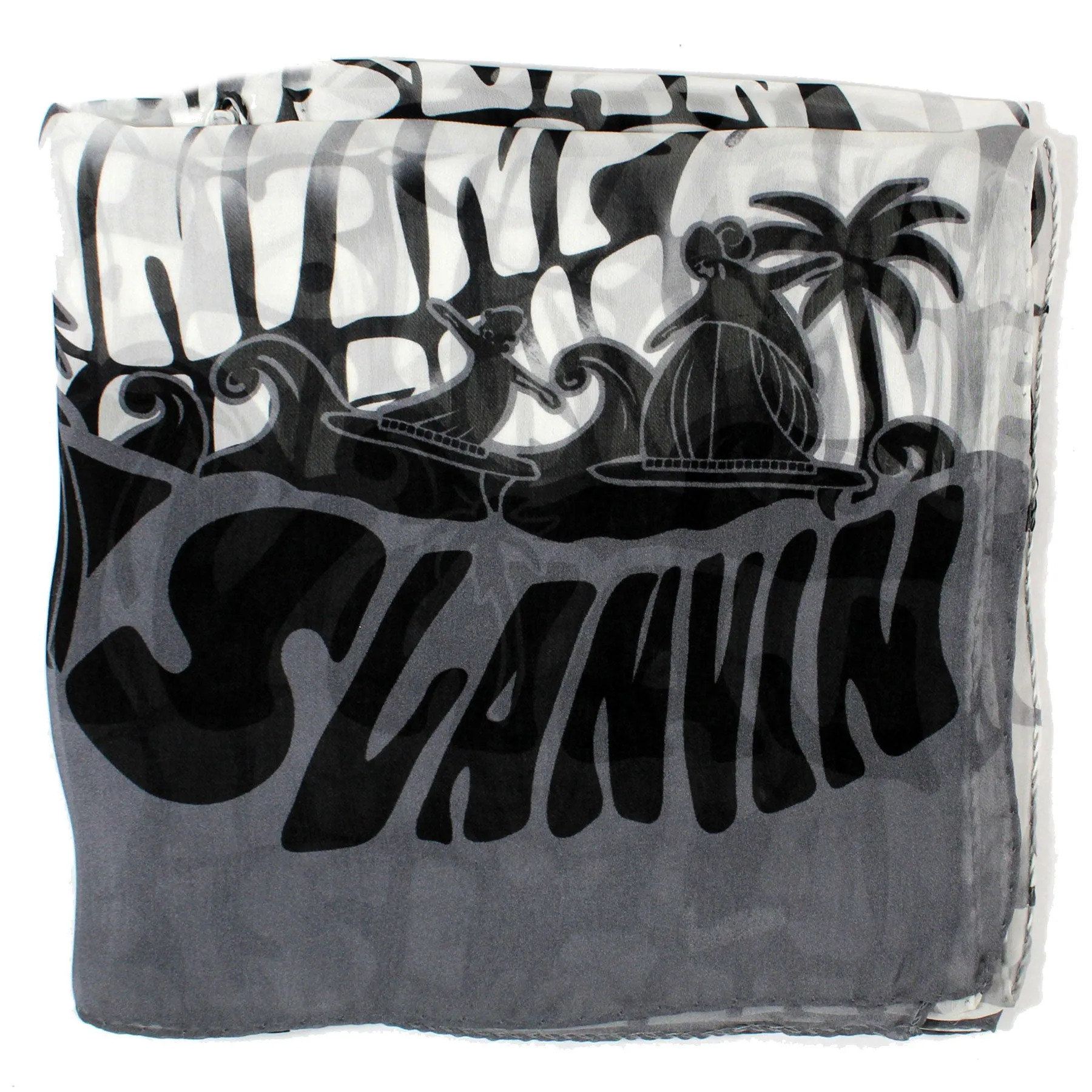 Lanvin Scarf Black Logo Island Design - Chiffon Silk Shawl FINAL SALE