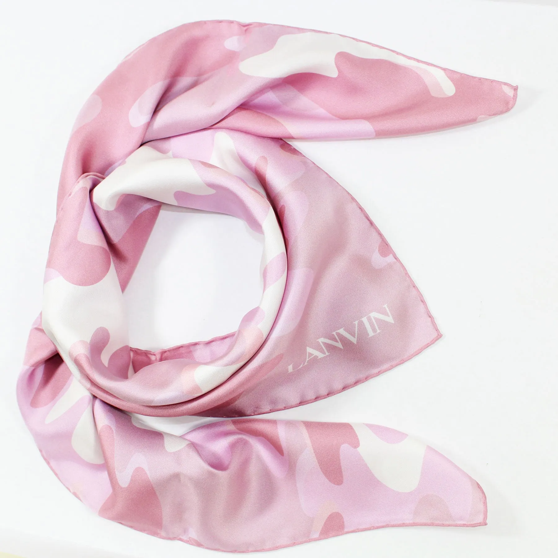 Lanvin Scarf Pink Camo - Twill Silk Square Foulard