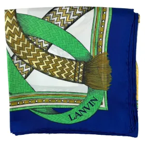 Lanvin Scarf Royal Blue Lime Design - Twiil Silk Square Foulard