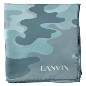 Lanvin Scarf Seafoam Gray Camo Design - Twill Silk Foulard