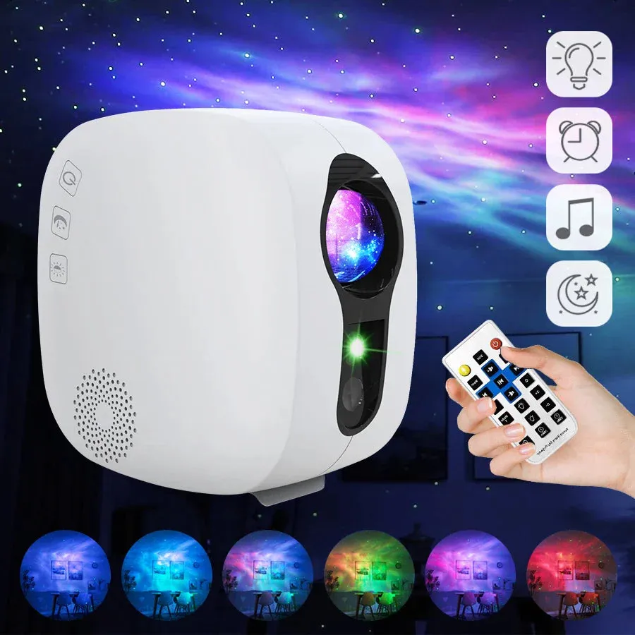 Laser Galaxy Starry Sky Projector Rotating Water Waving Night Light Led Colorful Nebula Cloud Lamp Atmospher Bedroom Beside Lamp