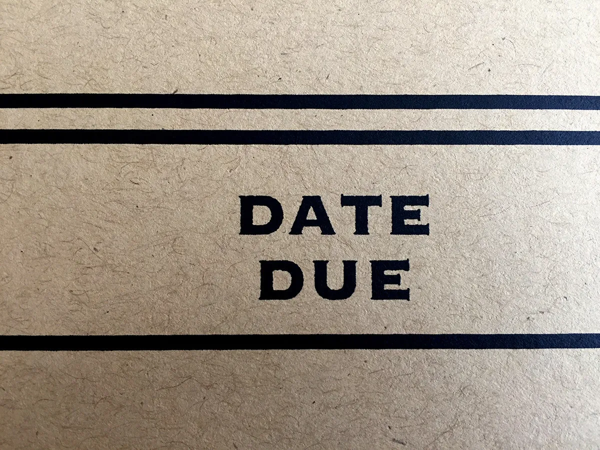 Library Date Due Card Poster, Book Print