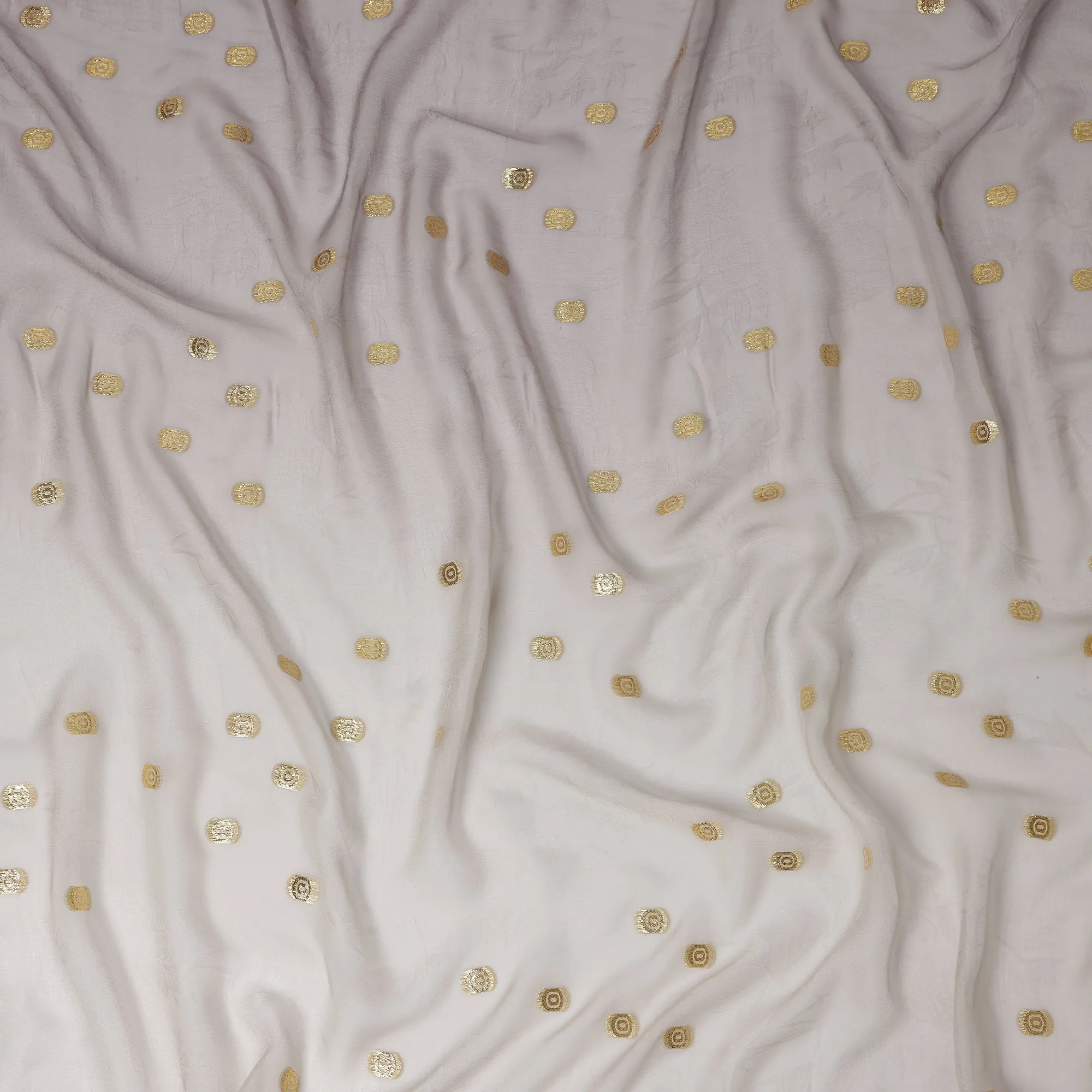 Light Grey Silk Chiffon Fabric with Gold Metallic Lurex, 110 cm Width, Made in South Korea-D21146