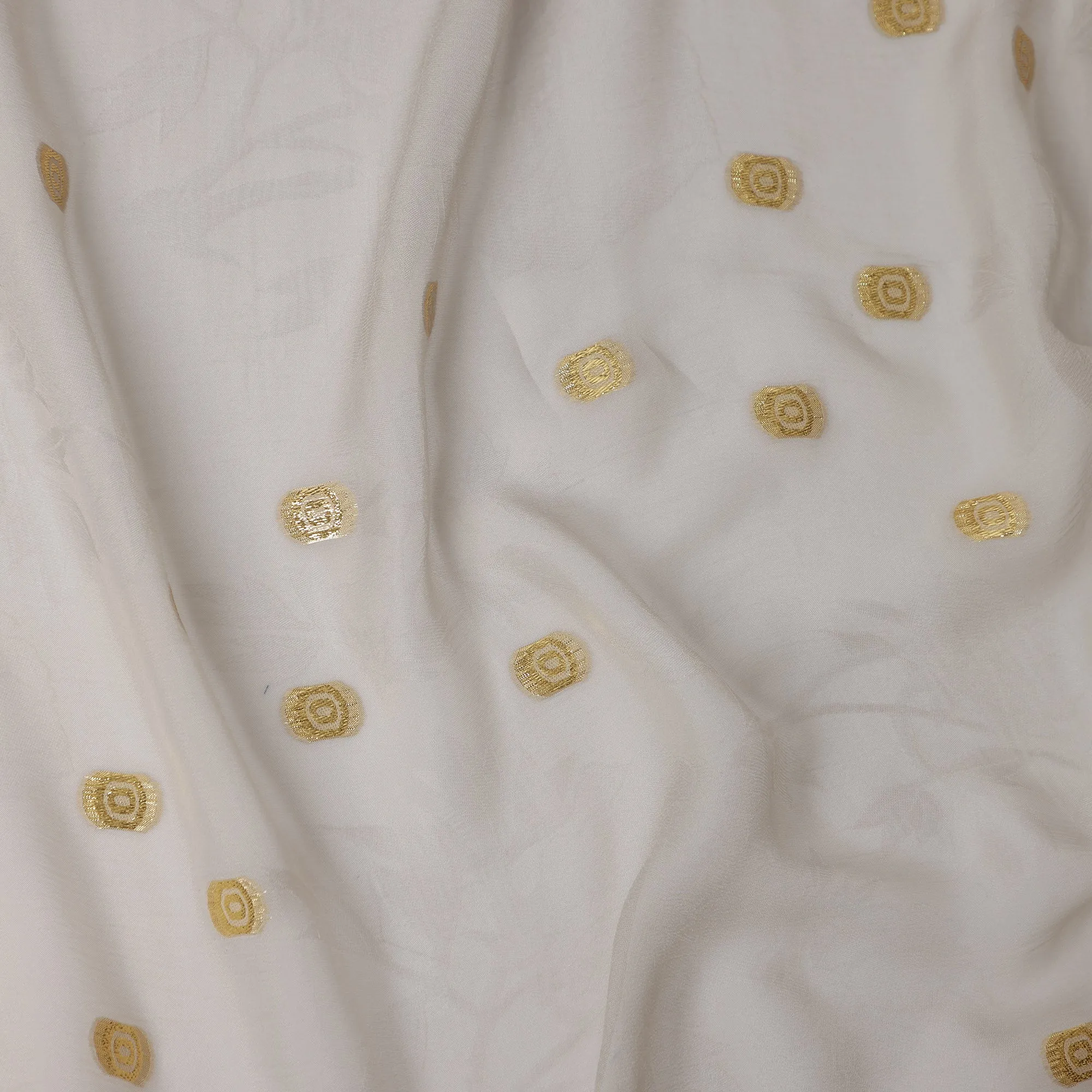 Light Grey Silk Chiffon Fabric with Gold Metallic Lurex, 110 cm Width, Made in South Korea-D21146