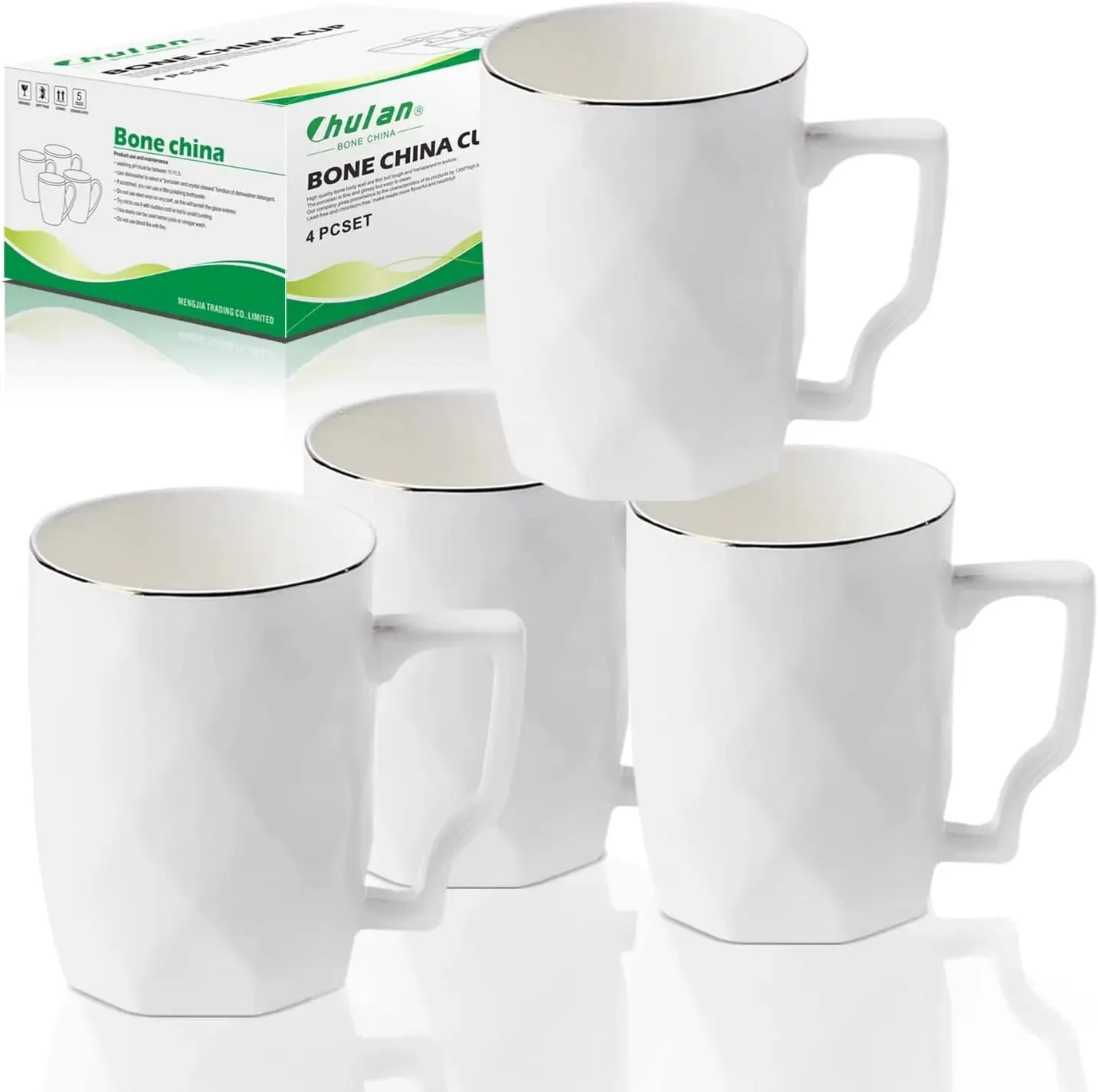 Lightweight Porcelain White Coffee Mugs