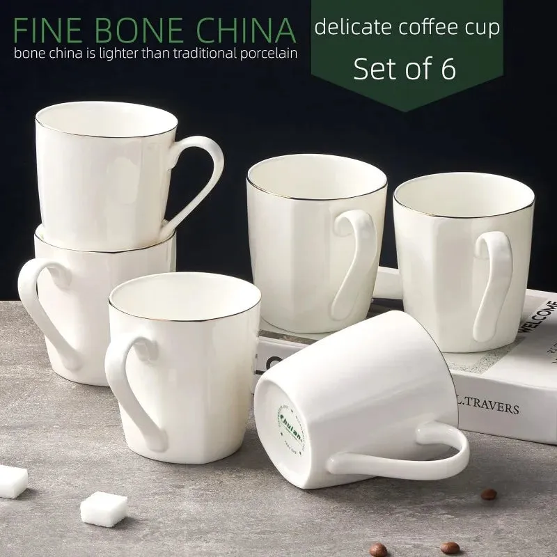 Lightweight Porcelain White Coffee Mugs