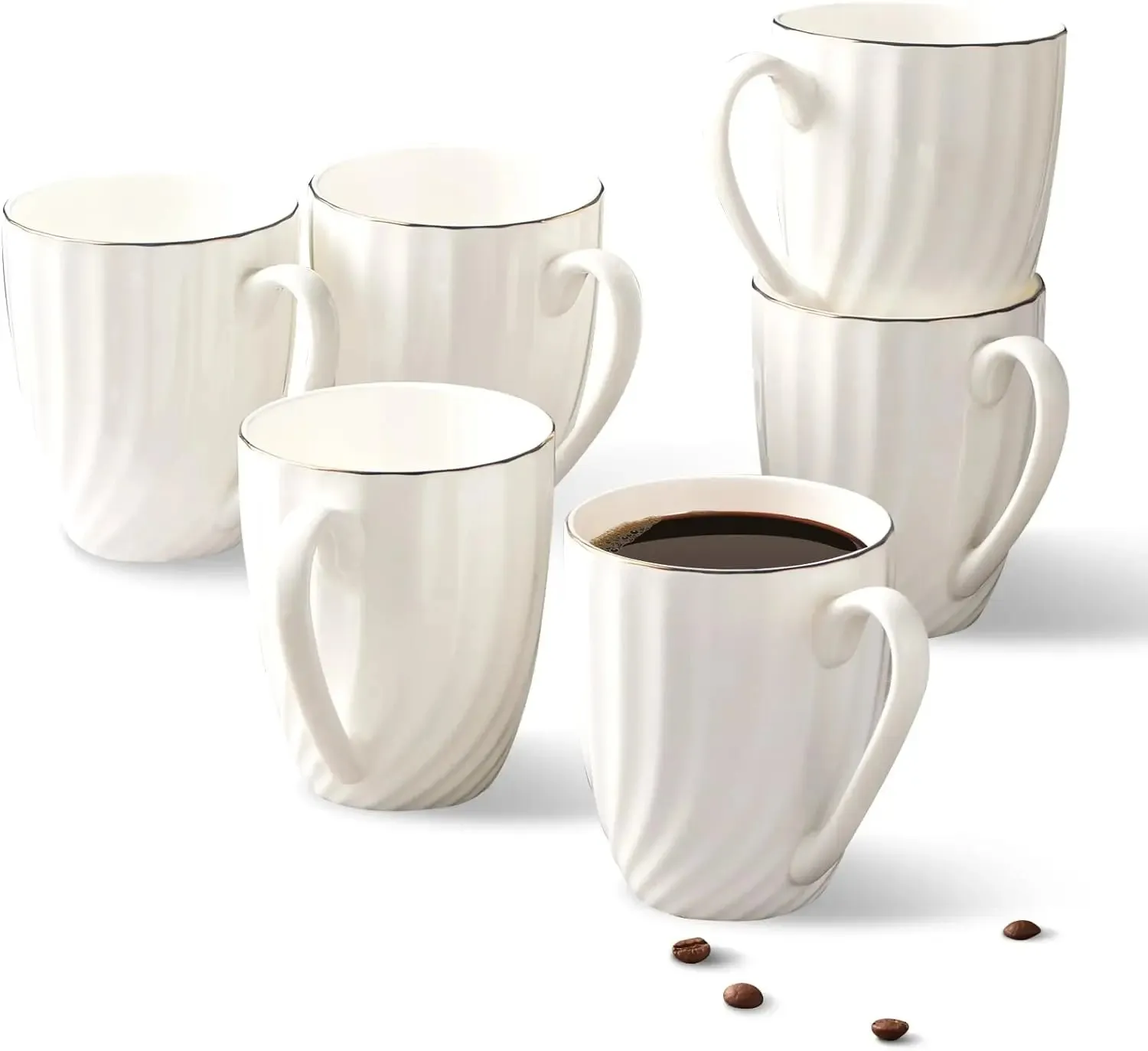 Lightweight Porcelain White Coffee Mugs