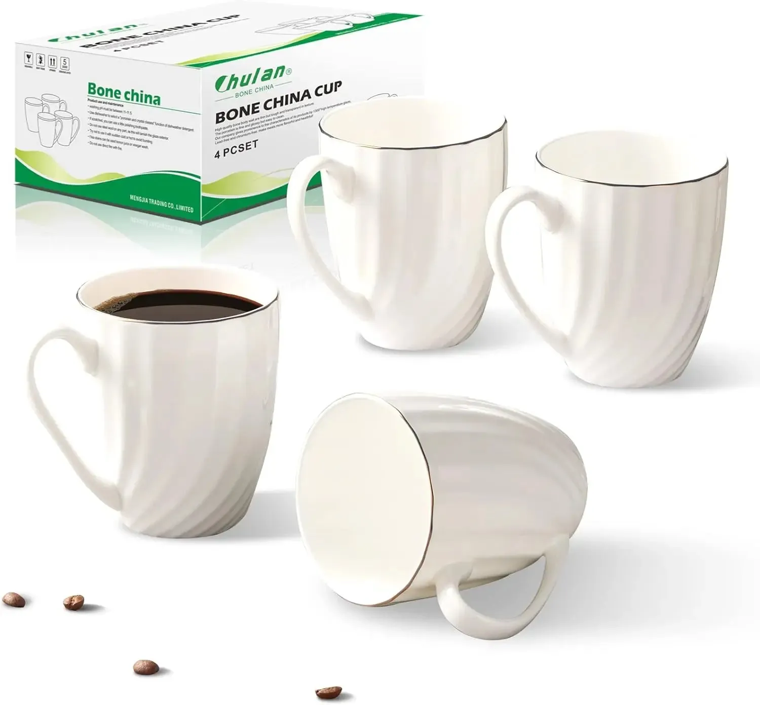 Lightweight Porcelain White Coffee Mugs