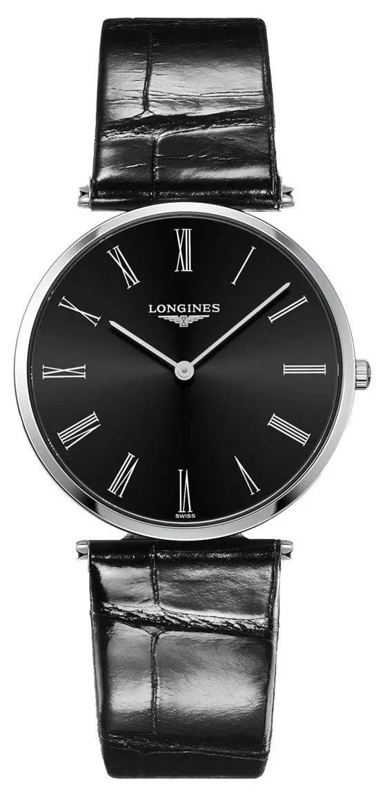 Longines La Grand Classique Stainless Steel Black Dial Black Leather Strap Quartz Unisex Watch L4.755.4.51.2