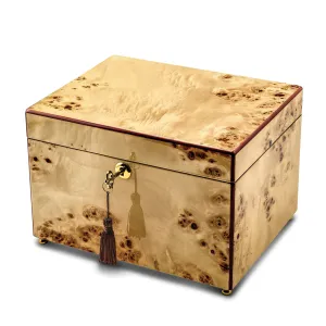 Luxury Giftware Mapa Burlwood Veneer High Gloss Finish Locking Suede (Faux) Lining Memorial Keepsake Box