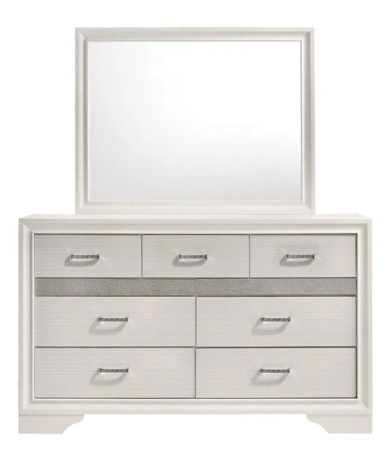 Miranda 7-drawer Dresser White and Rhinestone