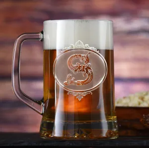 Monogrammed Initial Engraved Beer Glass Mug