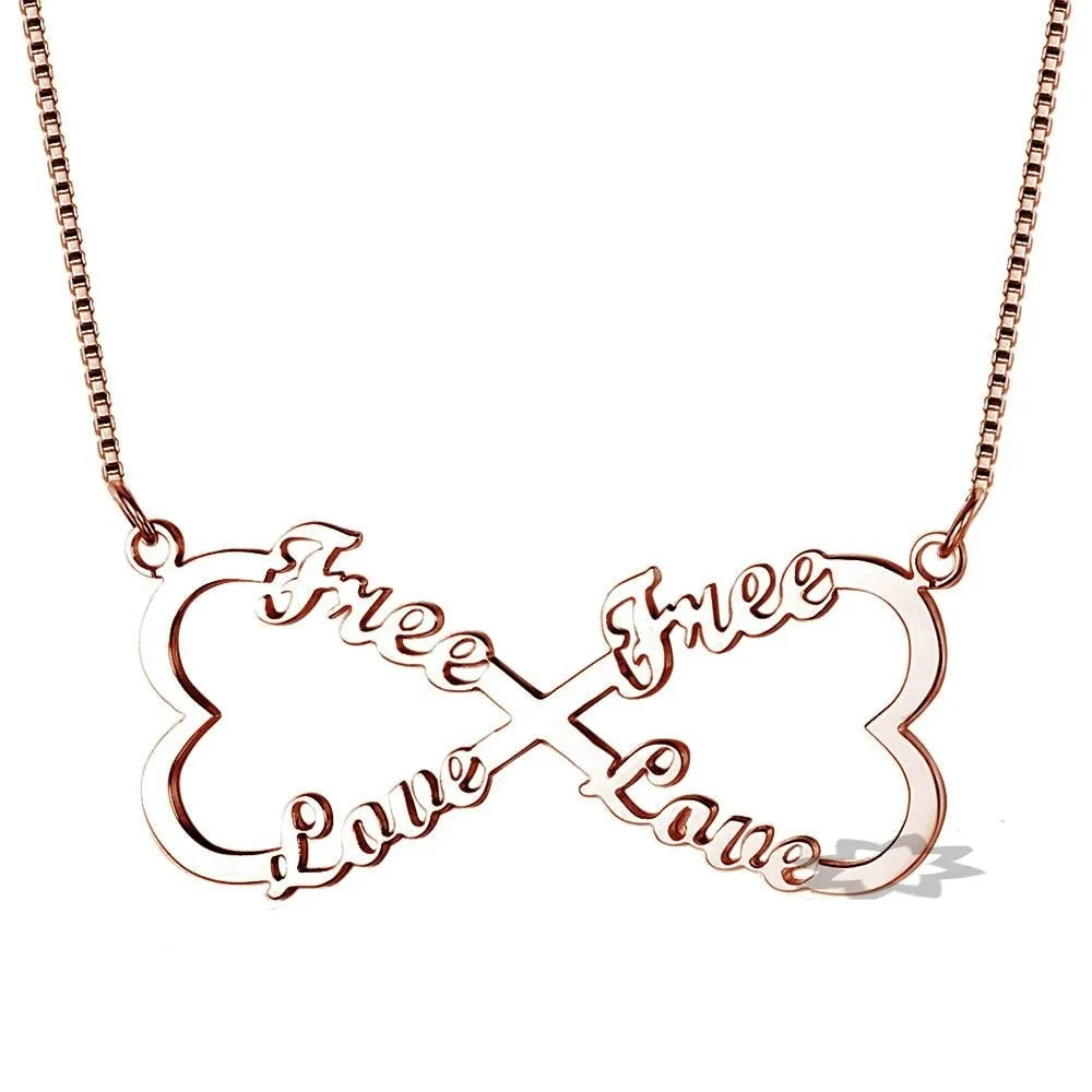 Name Engraved Double Heart Necklace