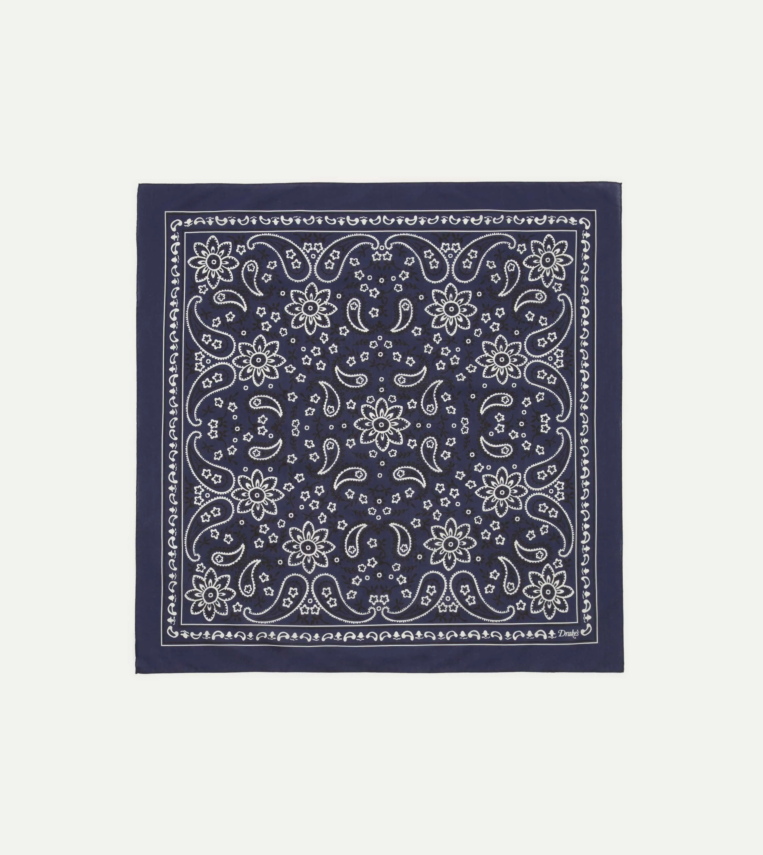 Navy Paisley Print Cotton Bandana