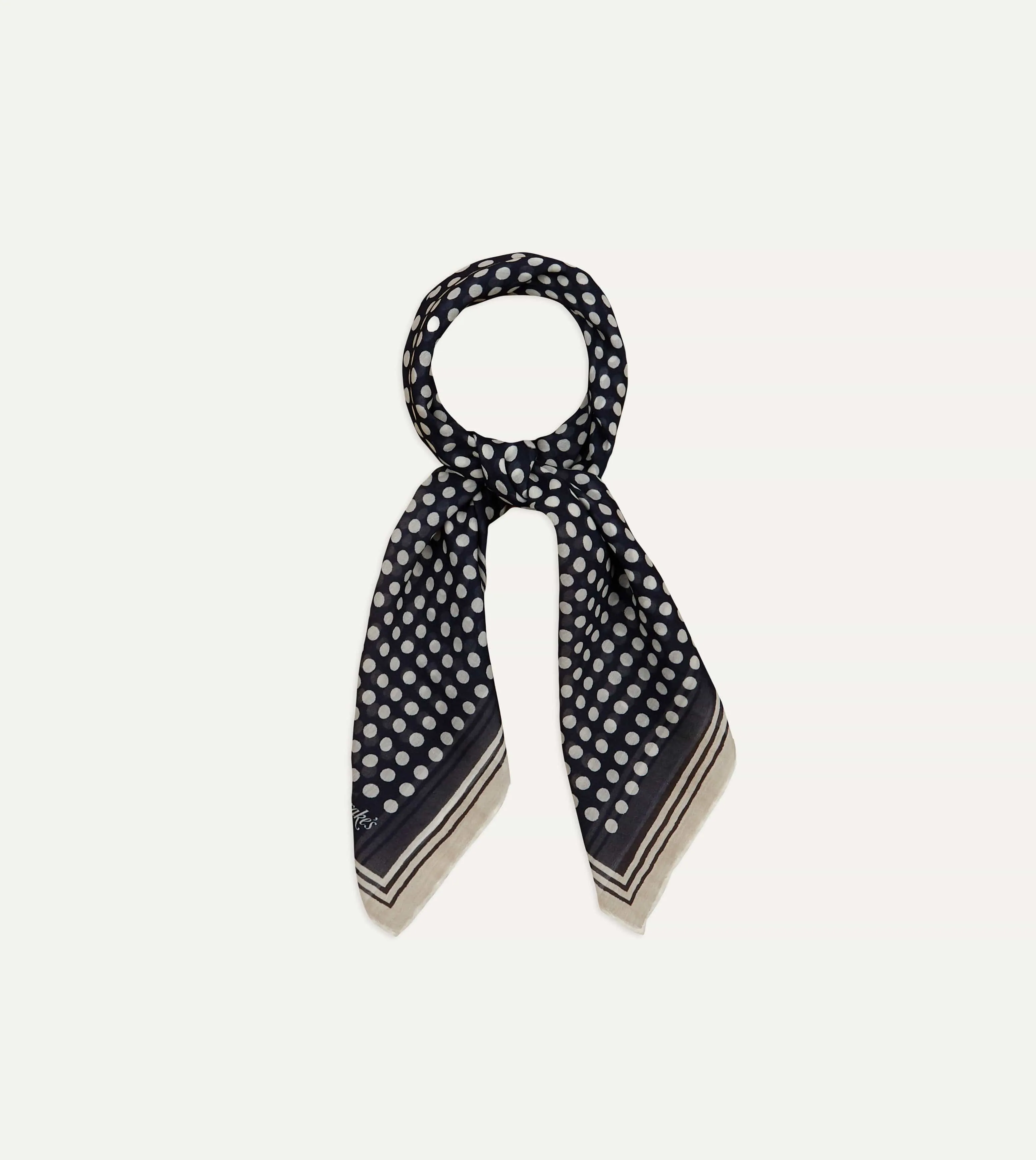 Navy Spots Print Silk-Cotton Bandana