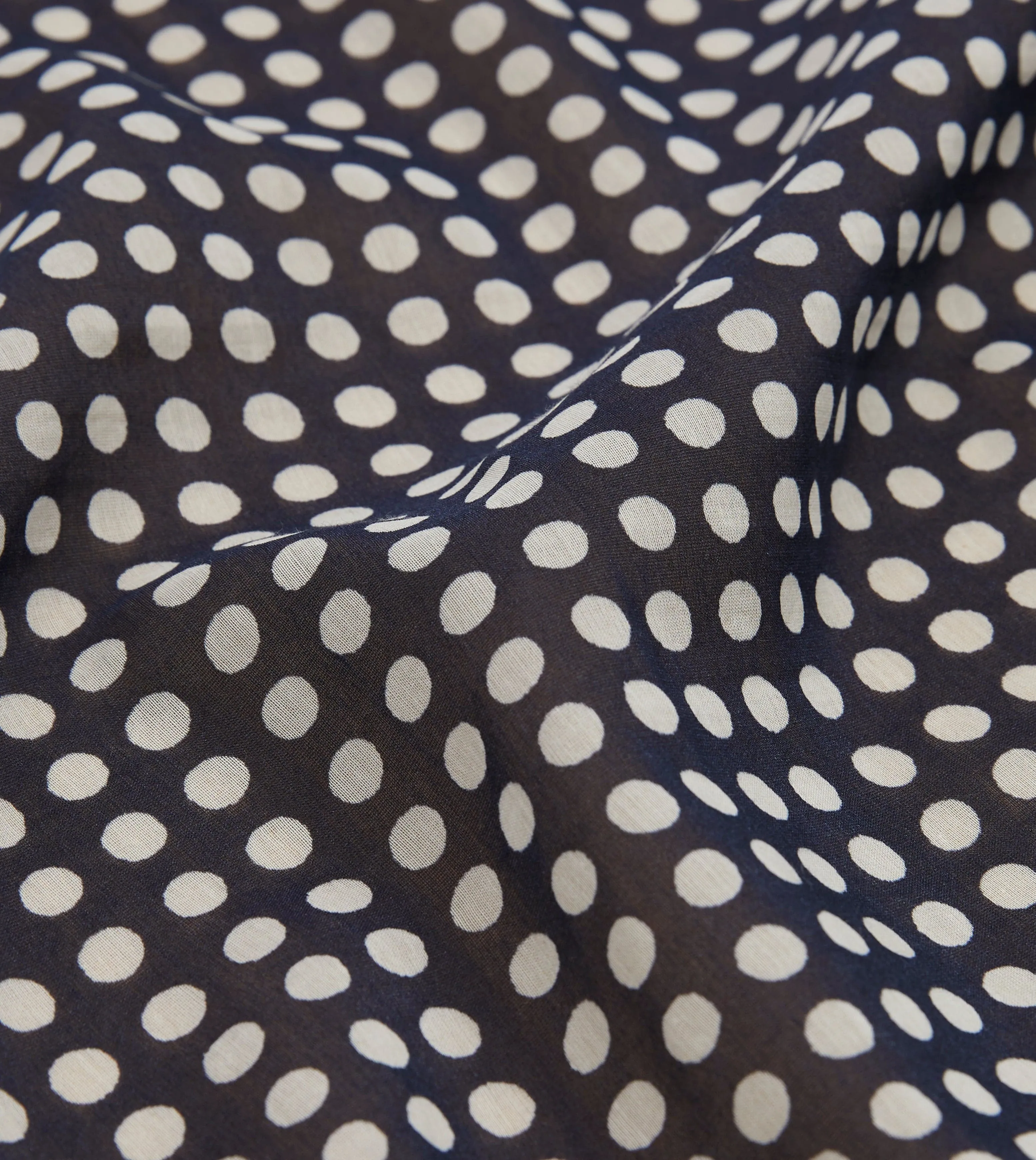 Navy Spots Print Silk-Cotton Bandana