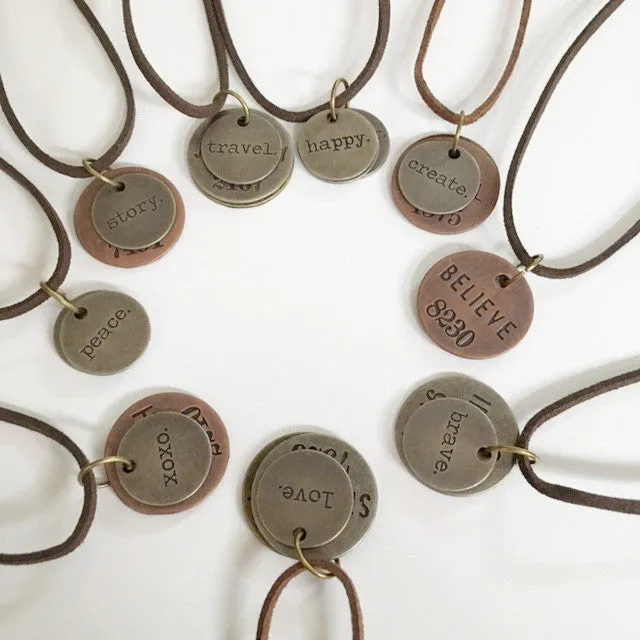 Necklace/stamped jewelry/inspiring words