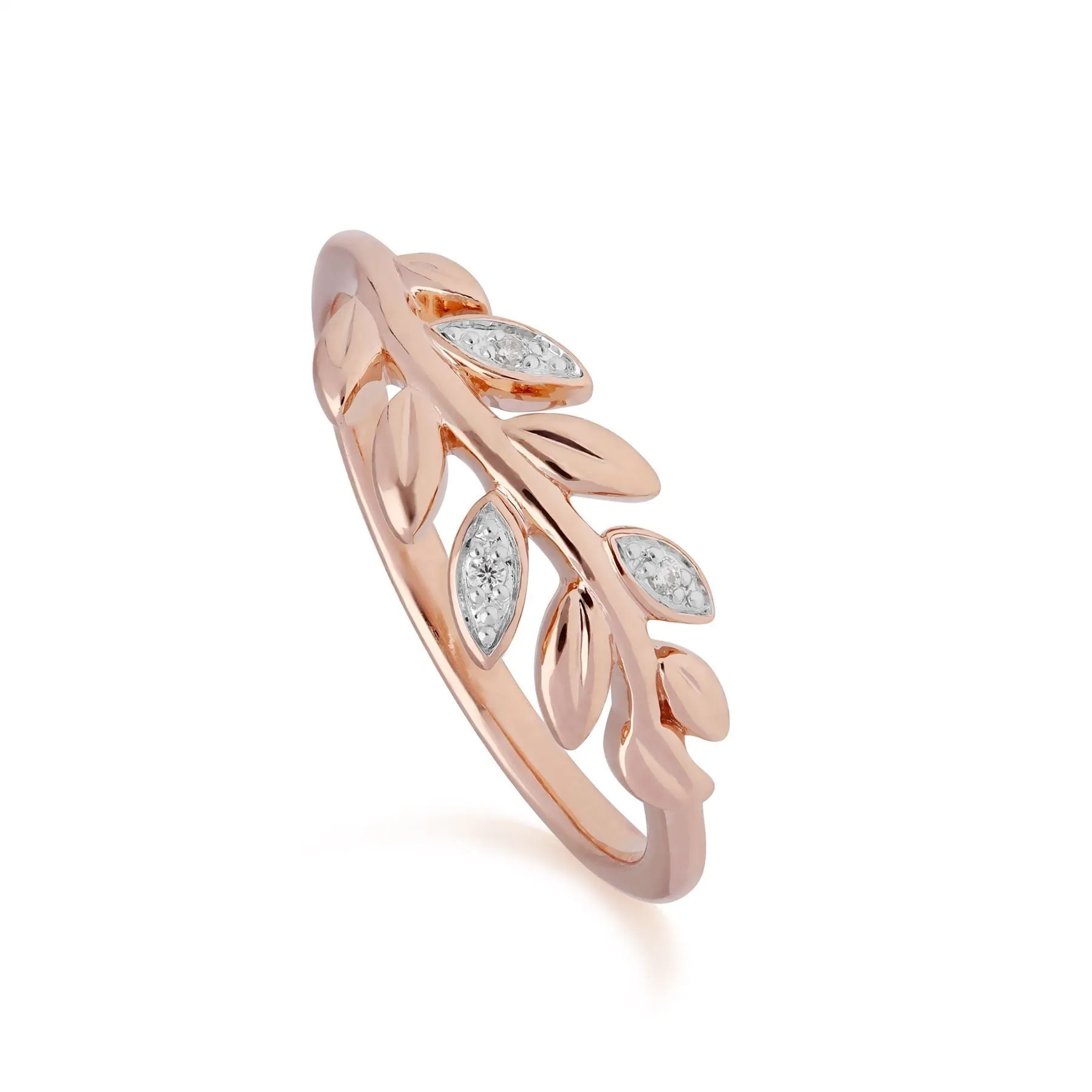 O Leaf Diamant Armband & Ring Satz in 9ct Rose Gold