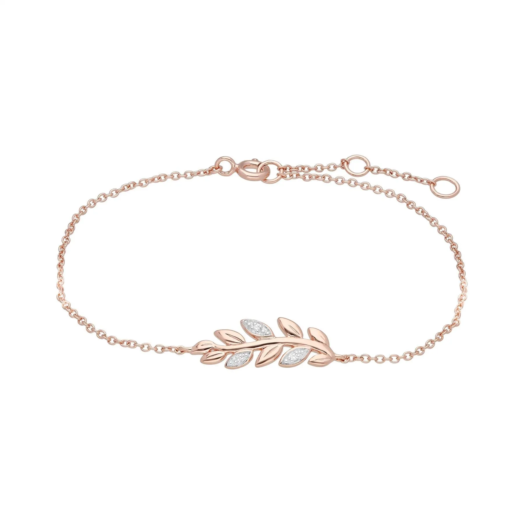 O Leaf Diamant Armband & Ring Satz in 9ct Rose Gold