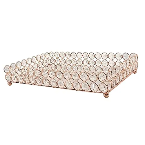 Pinakine® Mirrored Fruit Vanity Tray Storage for Wedding Wine Restaurant M Rose Gold|70041225PNK