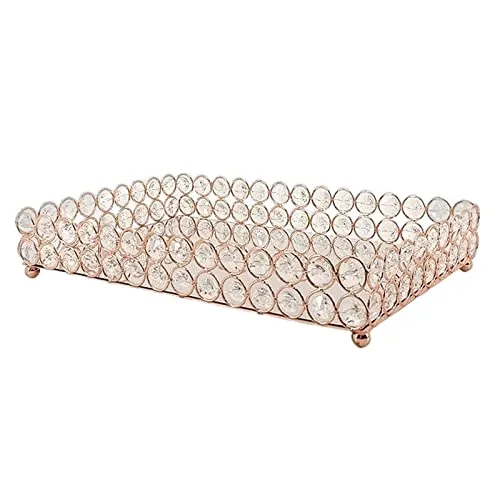 Pinakine® Mirrored Fruit Vanity Tray Storage for Wedding Wine Restaurant M Rose Gold|70041225PNK