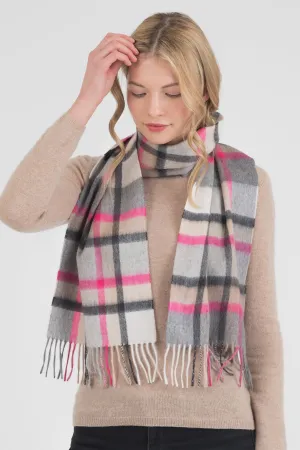 Princeton Check Cashmere Scarf - Pink