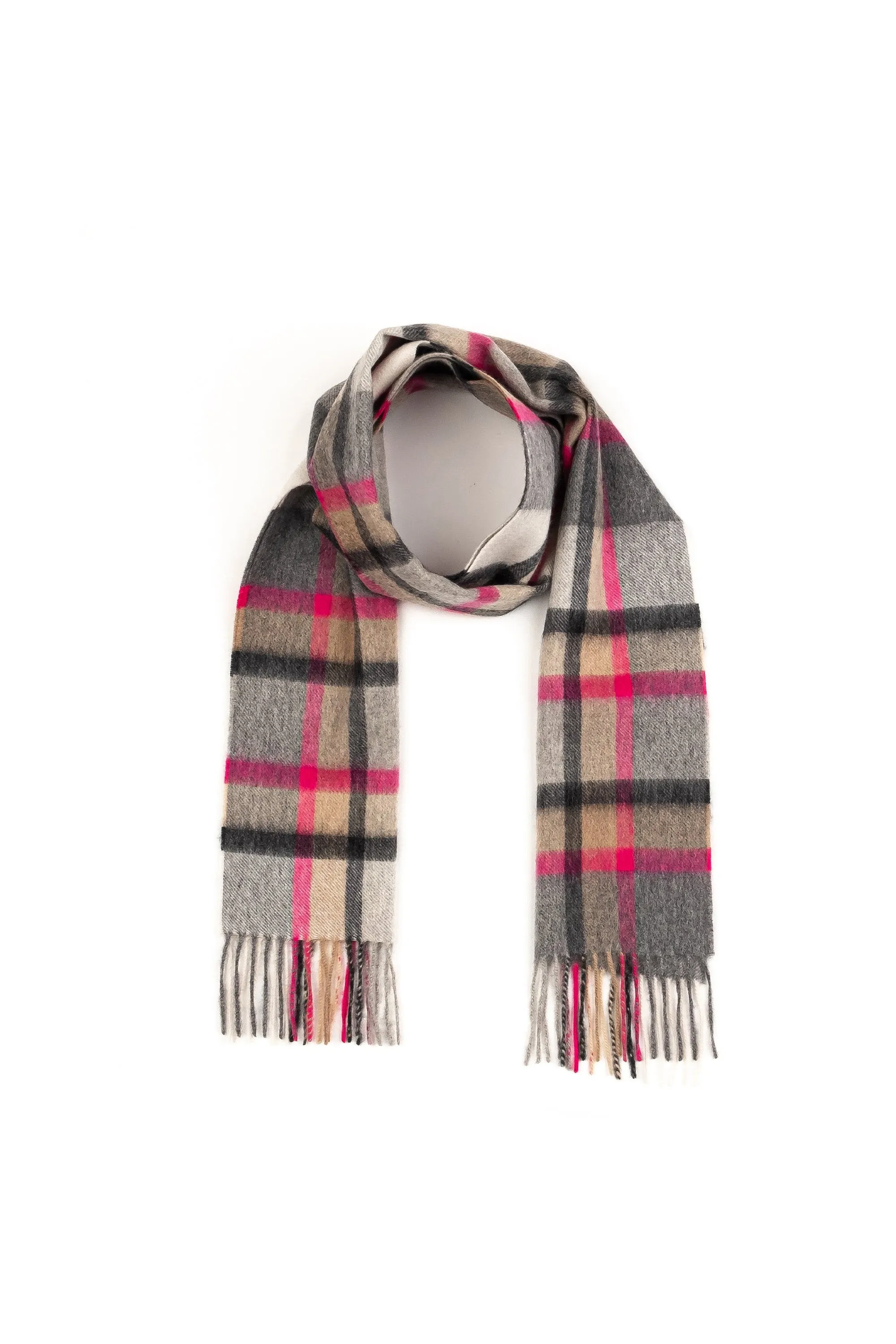 Princeton Check Cashmere Scarf - Pink