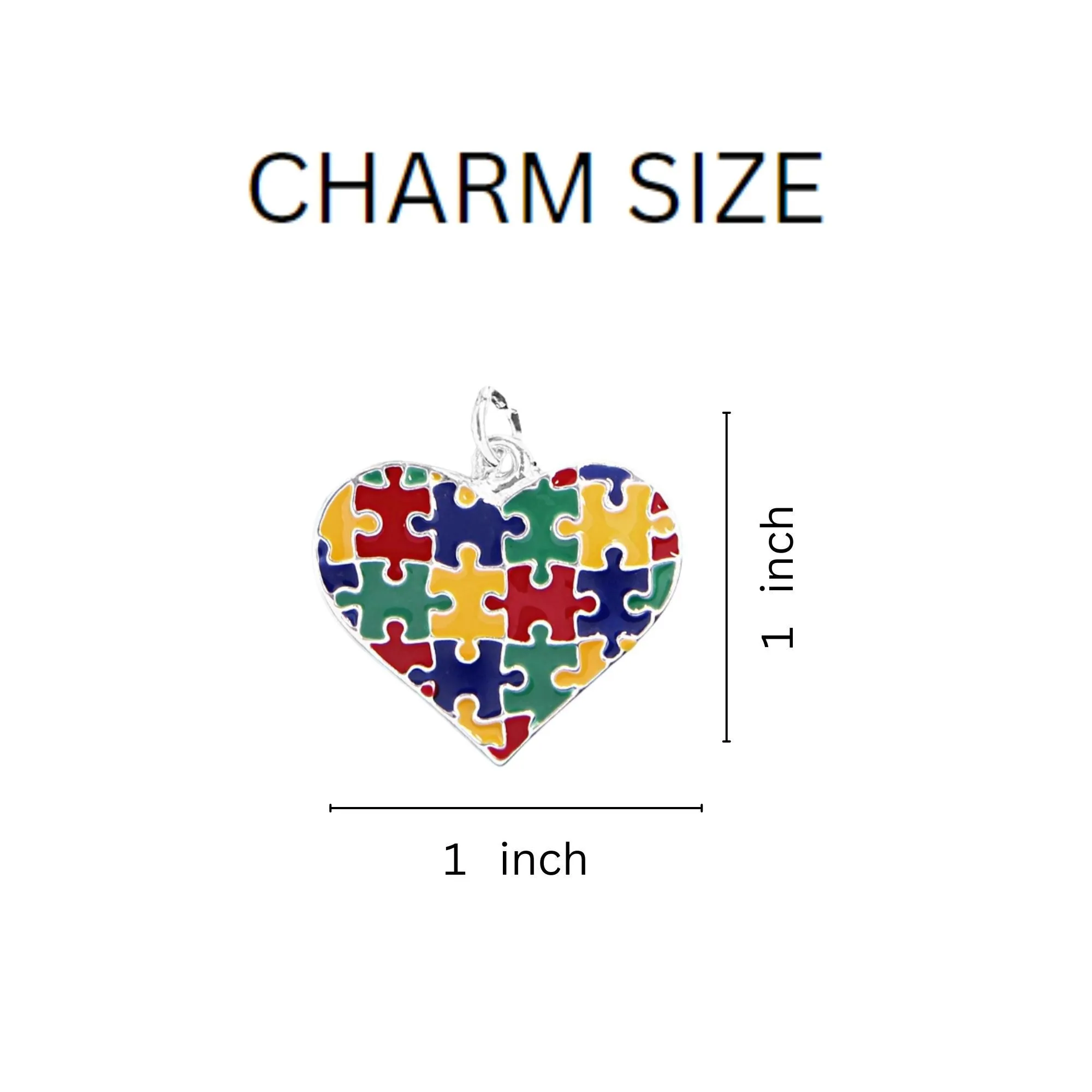 Puzzle Piece Autism Awareness Multicolored Heart Hanging Charms