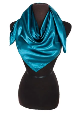 Satin Square Scarf - Blue