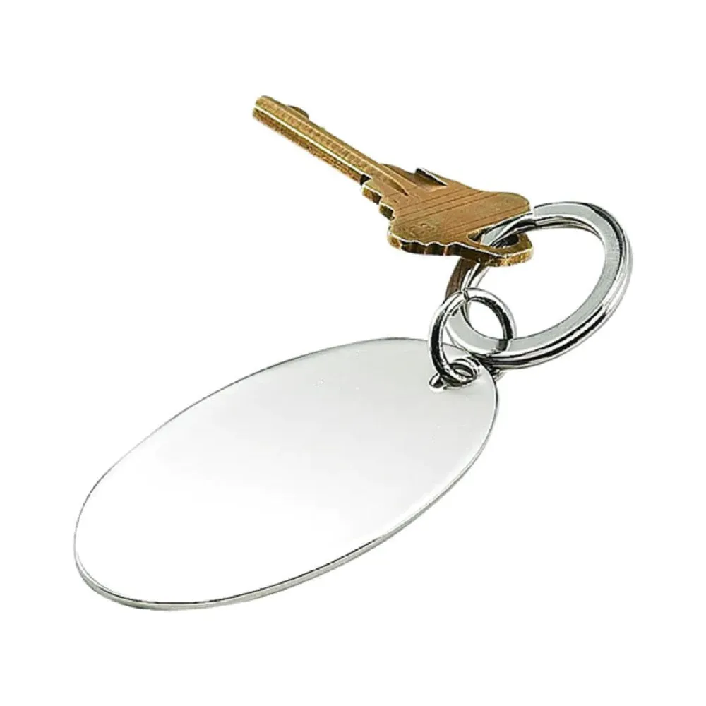 Silver Oval Engraved Keychain