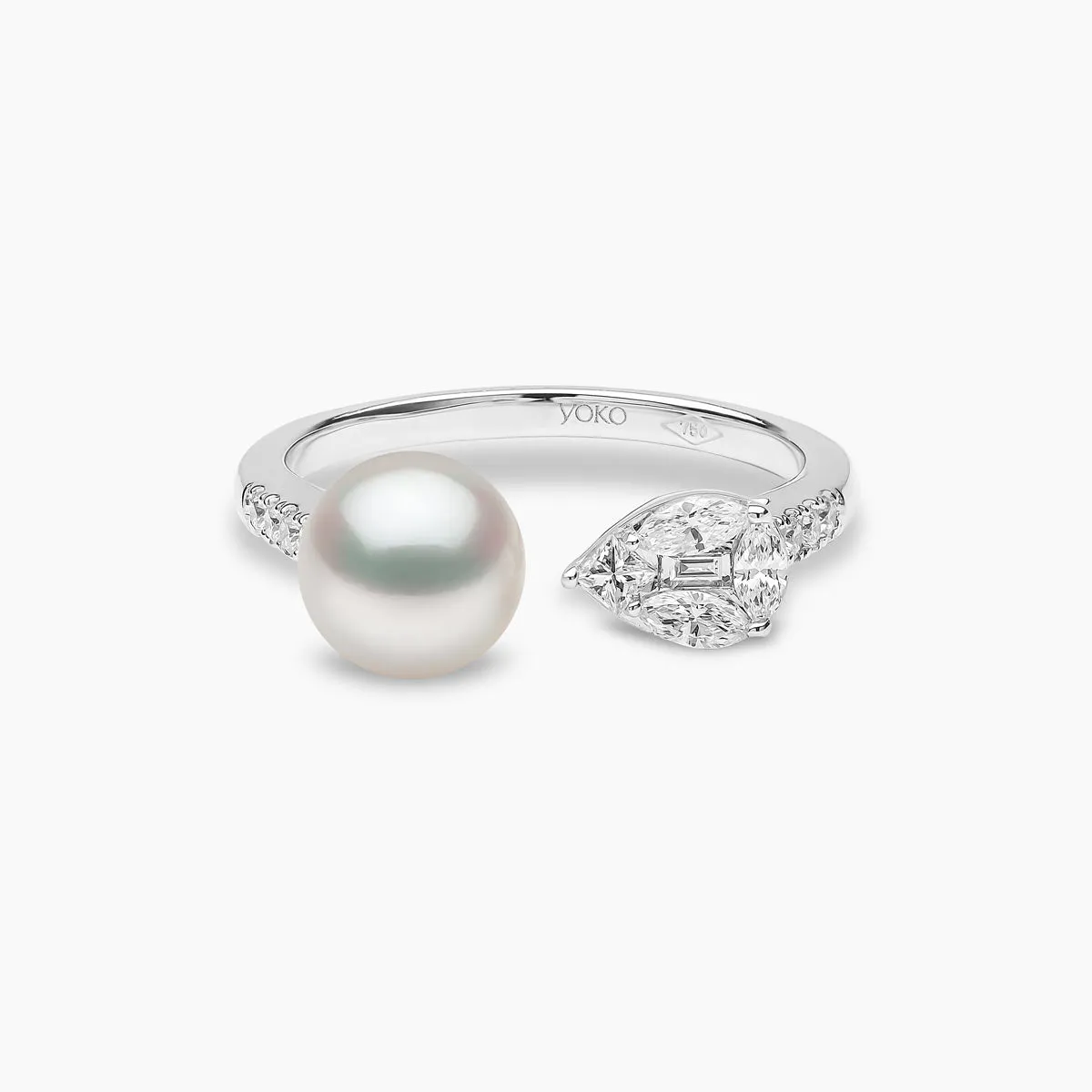 Starlight 18K Gold Pearl and Diamond Spectrum Ring