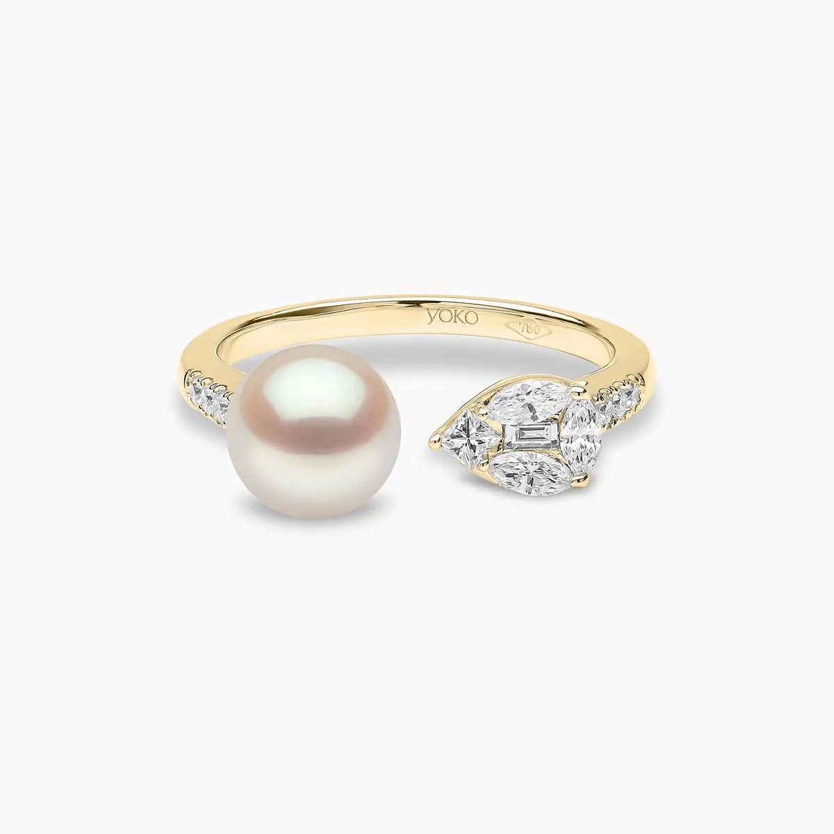 Starlight 18K Gold Pearl and Diamond Spectrum Ring