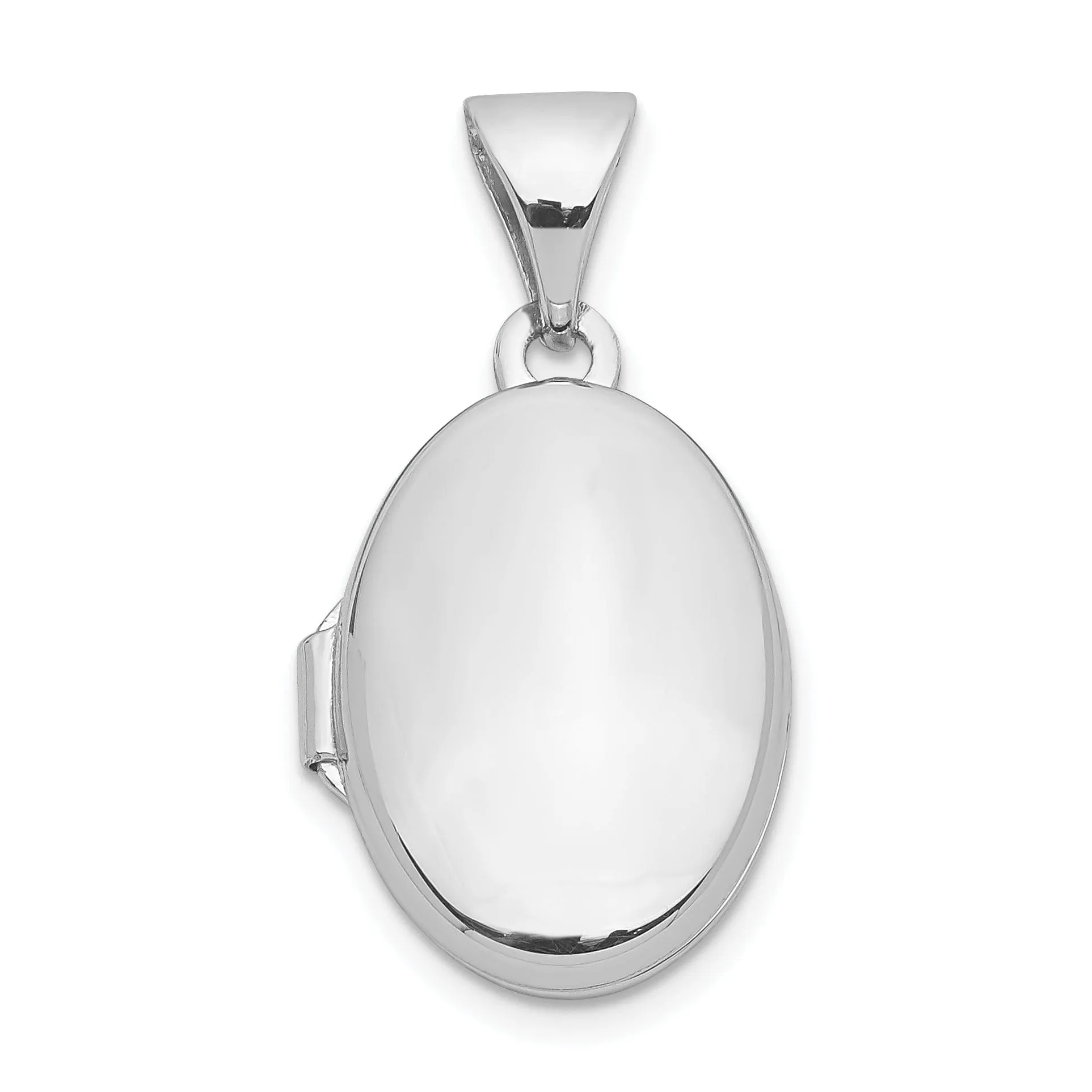 Sterling Silver Rhodium-plated 14mm Domed Oval Locket