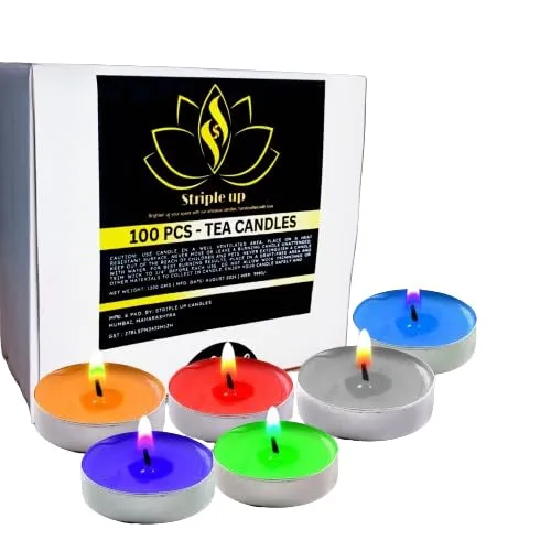 STRIPLE UP Scented Candles, Pack of 100, Lemon Grass, Lavender, Rose, Vanilla, Sandalwood, 2-3 Hours Burn Time