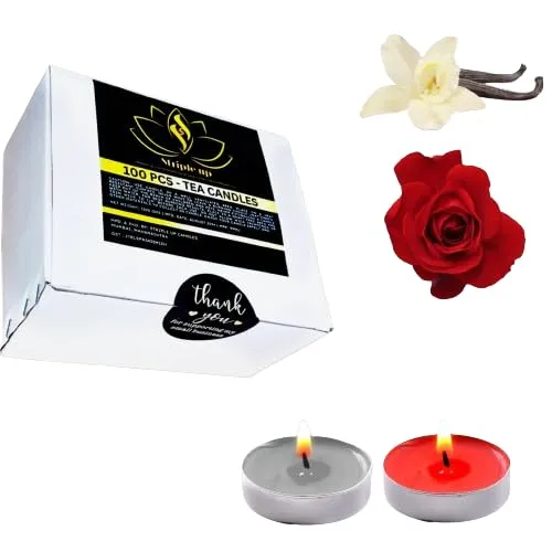 STRIPLE UP Scented Candles, Pack of 100, Lemon Grass, Lavender, Rose, Vanilla, Sandalwood, 2-3 Hours Burn Time