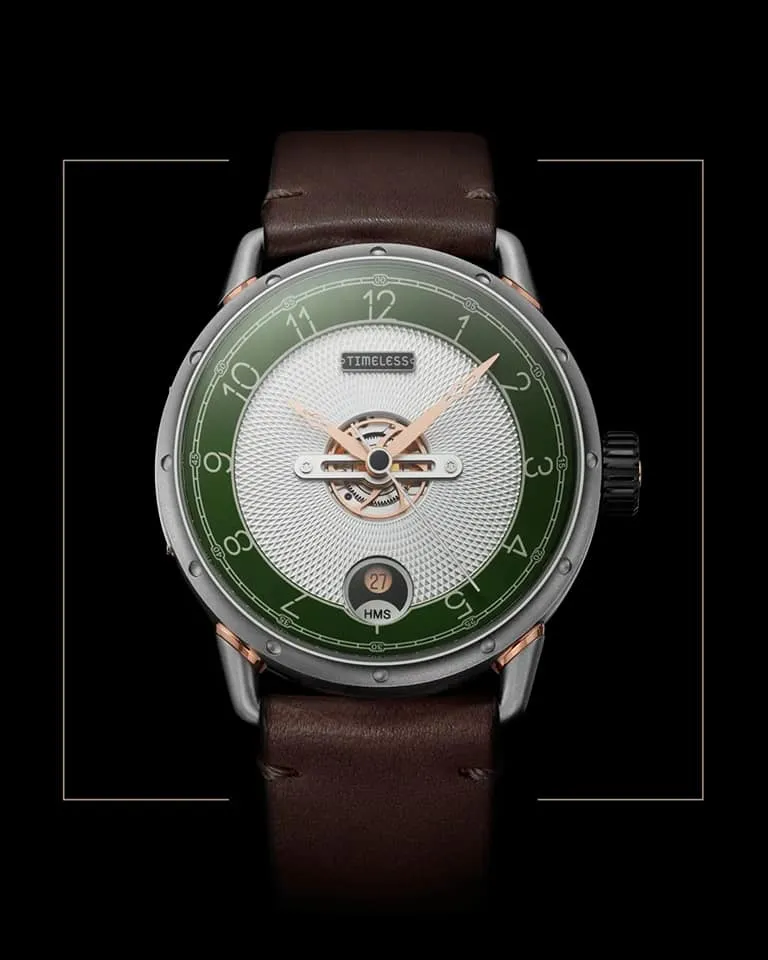 TIMELESS HMS 003 GREEN WHITE DIAL