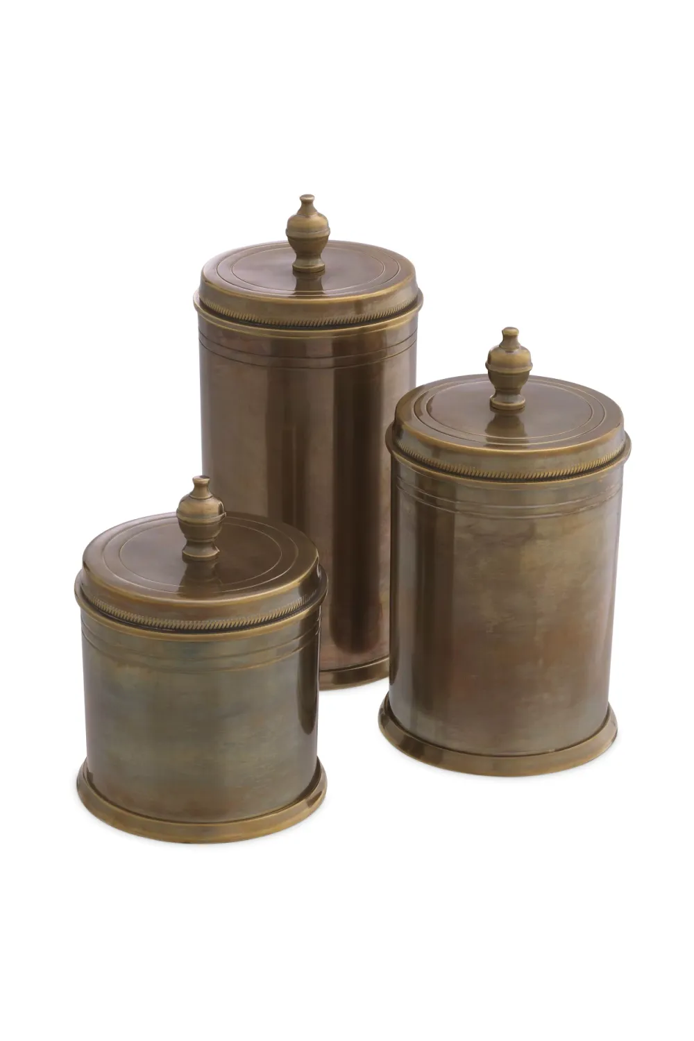 Vintage Brass Cylindrical Box Set (3) | Eichholtz Gaston