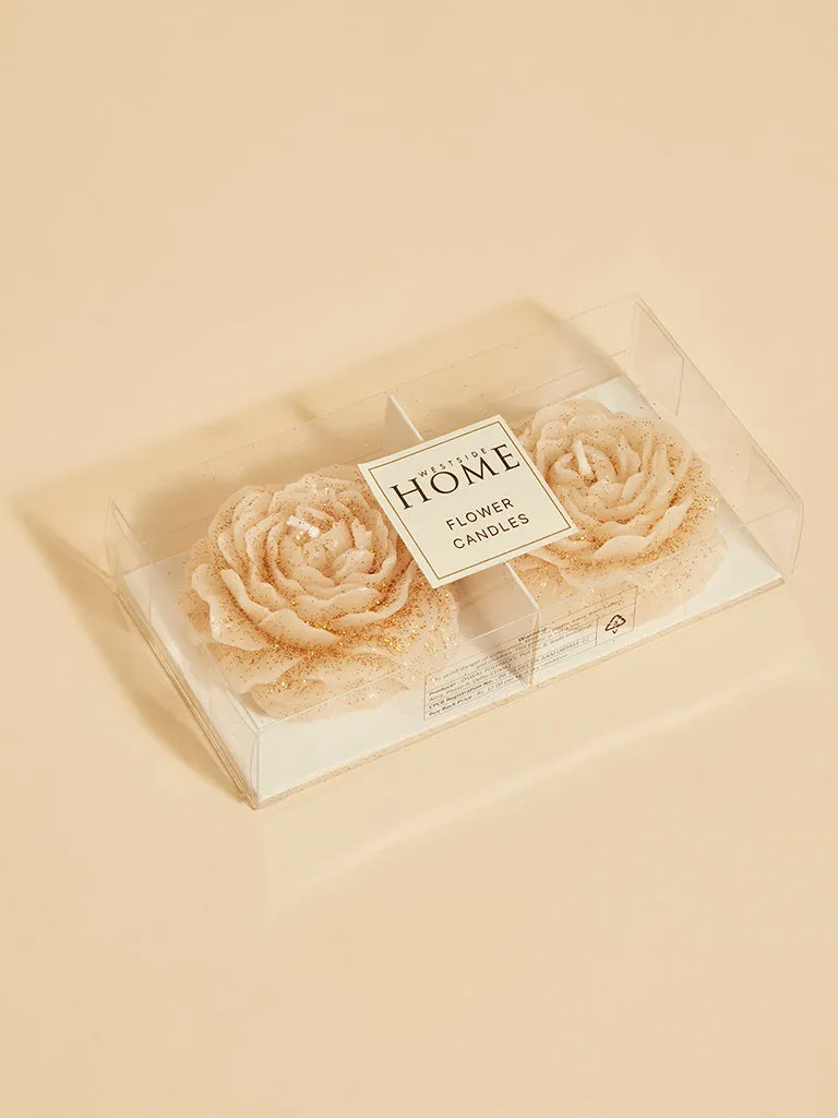 Westside Home Ivory Floral Candle Box (Set of 2)- Festive Season Gift