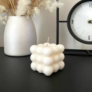 White 100% Soy Wax Cloud Bubble Cube Candle, Candles for Home Decoration