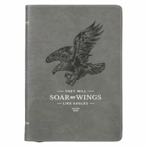 Wings Like Eagles Gray Faux Leather Journal with Zip