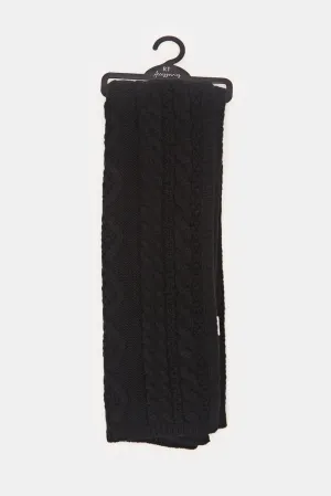 Women Black Embellished Knitted Scarf