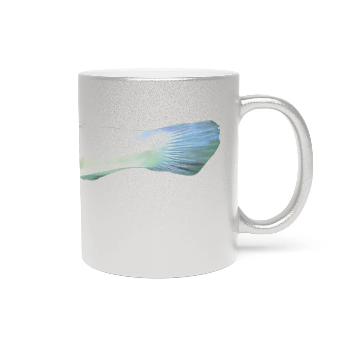 Yellow and White Fish Metallic Mug (Silver / Gold)