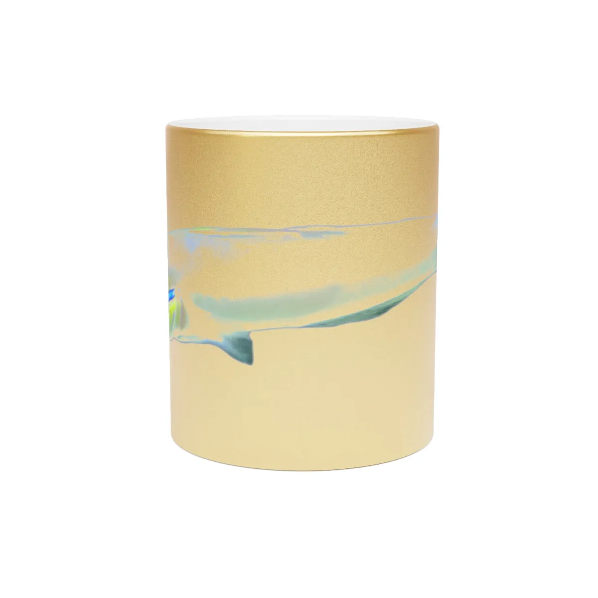 Yellow and White Fish Metallic Mug (Silver / Gold)