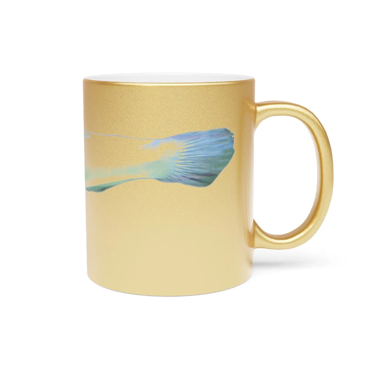 Yellow and White Fish Metallic Mug (Silver / Gold)